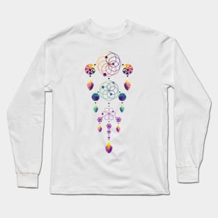 Dream Data Catcher Triple Tier | Rose Curves Circles White Long Sleeve T-Shirt